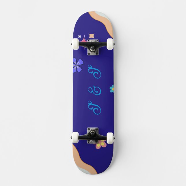 Retro Groovy Pastel Floral Aesthetic  Skateboard (Front)