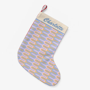 Retro Groovy Pastel Lines Pattern Personalised Small Christmas Stocking