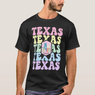 Retro Groovy Pastel Texas State Home I Love Texas  T-Shirt