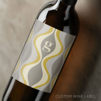 retro groovy pattern - monogram - gold taupe