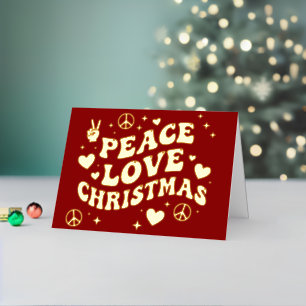 Retro Groovy Peace Love Christmas Foil Holiday Card