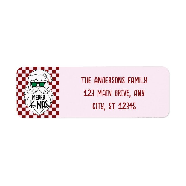 Retro Groovy Pink Checkered Santa Claus Christmas (Front)