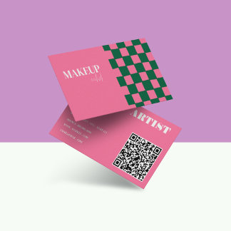 Retro Groovy Pink & Green Abstract Makeup Artist Business Card