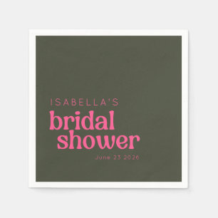 Retro Groovy Pink Green Bridal Shower Custom Napkin