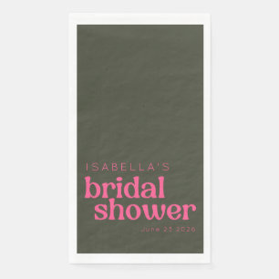 Retro Groovy Pink Green Bridal Shower Custom Napkin