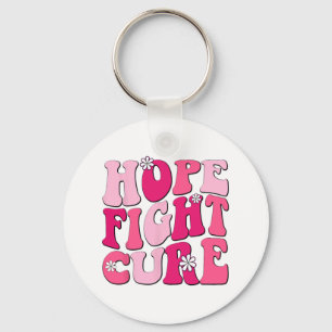 Retro Groovy Pink Hope Fight Cure Breast Cancer Aw Key Ring