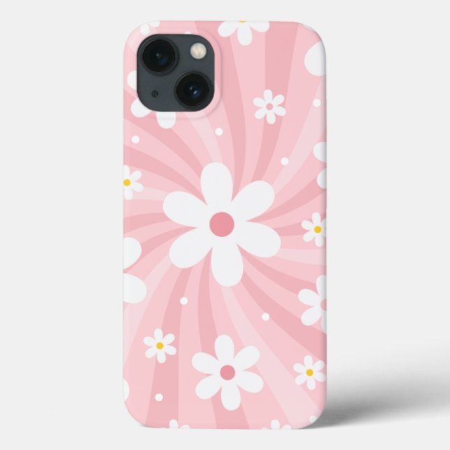 Retro Groovy Pink Sunshine Daisy Floral Hippie Case-Mate iPhone Case (Back)
