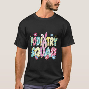 Retro Groovy Podiatry Squad Bunny Ear Funny Easter T-Shirt