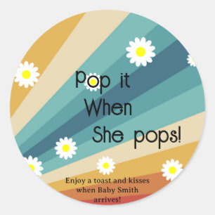 Retro Groovy - Pop it When She pops Classic Round Sticker
