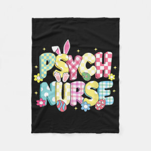 Retro Groovy Psych Nurse Bunny Ear Funny Easter Gi Fleece Blanket
