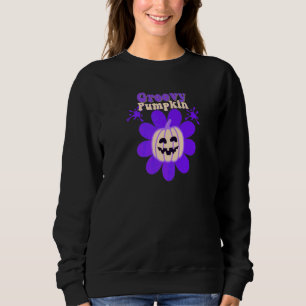 Retro Groovy Pumpkin Cute Halloween Fall Floral Gh Sweatshirt