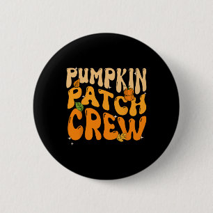 Retro Groovy Pumpkin Patch Crew Thanksgiving Fall  6 Cm Round Badge
