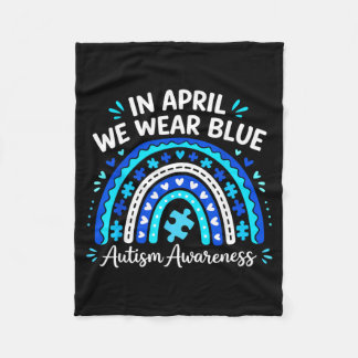 Retro Groovy Rainbow Autism Awareness Men Women Fleece Blanket