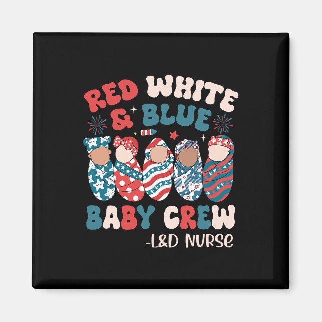 Retro Groovy Red White Blue  Magnet (Front)