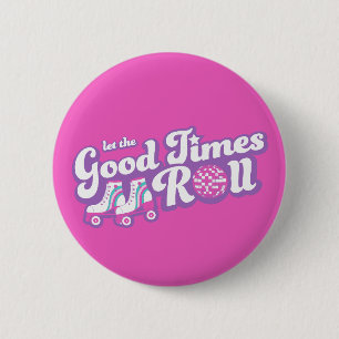 Retro Groovy Roller Disco Party 6 Cm Round Badge