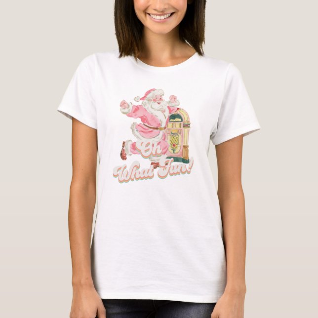 Retro Groovy Santa Claus-Pink Oh What Fun Parents T-Shirt (Front)