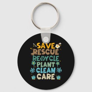 Retro Groovy Save Bees Rescue Animals Recycle Fun Key Ring