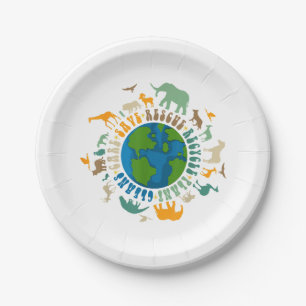 Retro Groovy Save Bees Rescue Animals Recycle Fun Paper Plate