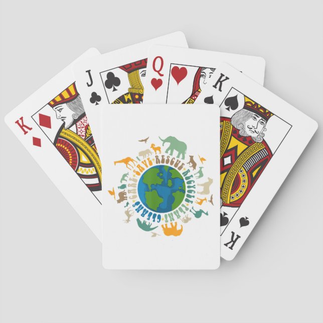 Retro Groovy Save Bees Rescue Animals Recycle Fun  Playing Cards (Back)