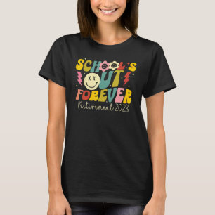Retro Groovy School's Out Forever Retired 2023 Tea T-Shirt