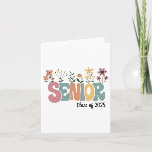 Retro Groovy Senior 25 Cl Of 2025 Graduation Flowe Card