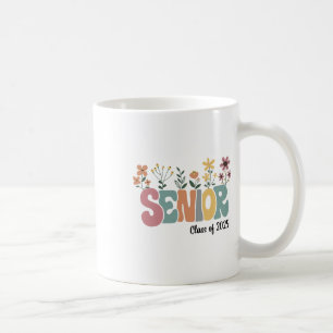 Retro Groovy Senior 25 Cl Of 2025 Graduation Flowe Coffee Mug