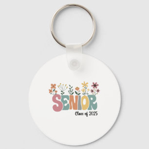 Retro Groovy Senior 25 Cl Of 2025 Graduation Flowe Key Ring