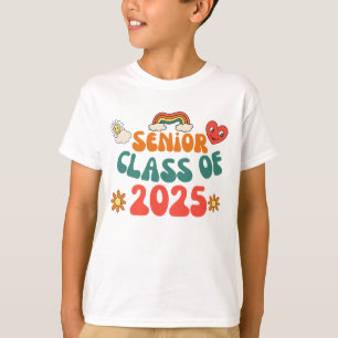 Retro Groovy Senior 25 Class Of 2025 Graduation  T-Shirt