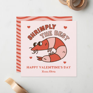 Retro Groovy Shrimply The Best kids Valentine's Card