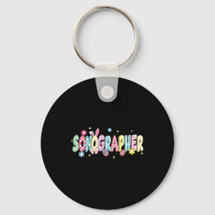 Retro Groovy Sonographer Bunny Ear Funny Easter Gi Key Ring