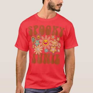 Retro Groovy Spooky Aunie Fall Halloween Thanksgiv T-Shirt