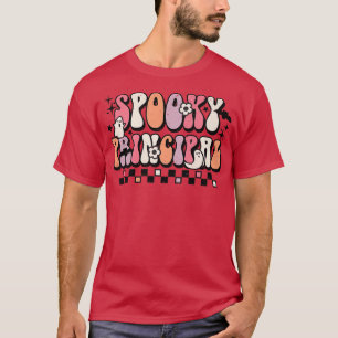 Retro Groovy Spooky Principal Halloween Ghost Spoo T-Shirt