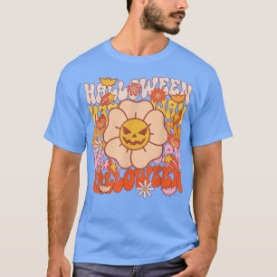 Retro Groovy Spooky Season Pumpkin Happy Halloween T-Shirt