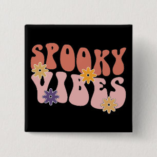 Retro Groovy Spooky Vibes Halloween 15 Cm Square Badge