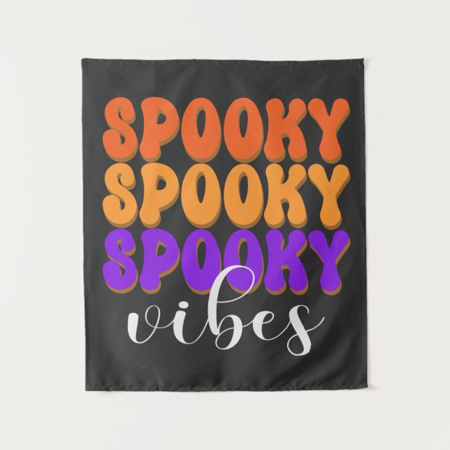Retro Groovy Spooky Vibes Halloween Tapestry (Front)