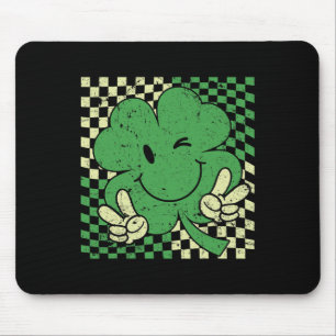 Retro Groovy St Patricks Day Lucky Shamrock Funny  Mouse Pad