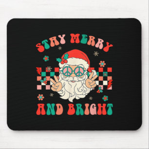 Retro Groovy Stay Merry And Bright Santa Claus Chr Mouse Pad
