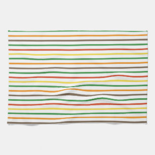 Retro groovy stripes tea towel