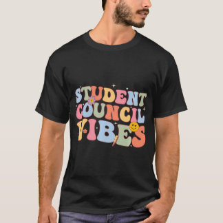 Retro Groovy Student Council Vibes School Student  T-Shirt