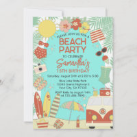 Retro Groovy Stylish Beach or Pool Birthday Party