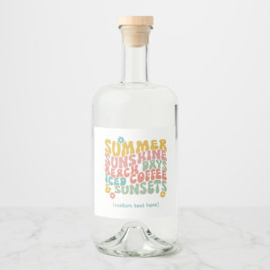 Retro Groovy Summer Pink Monogram Name  Liquor Bottle Label