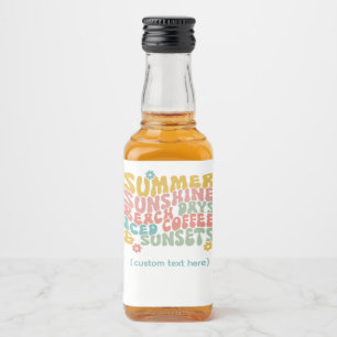 Retro Groovy Summer Pink Monogram Name Liquor Bottle Label