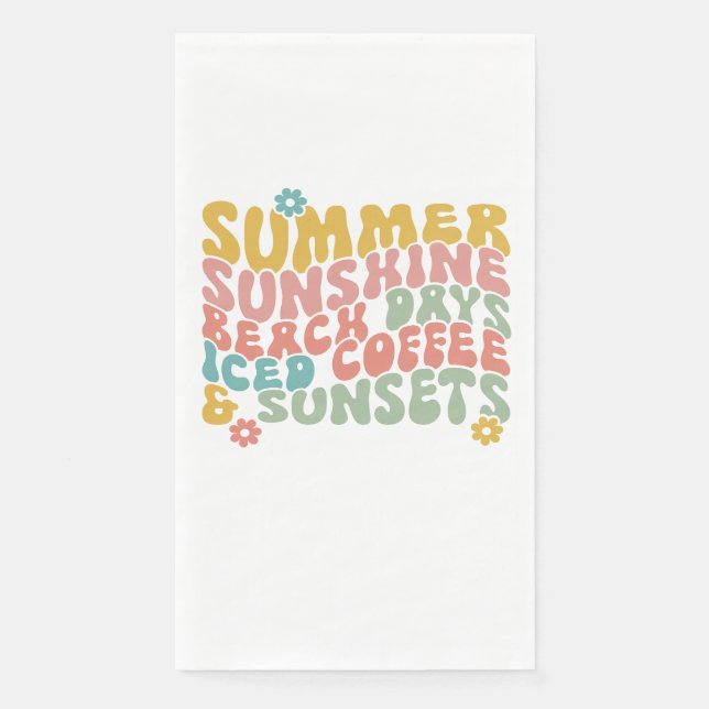 Retro Groovy Summer Pink Monogram Name  Napkin (Front)