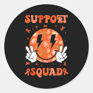 Retro Groovy Support Squad Multiple Sclerosis Oran Classic Round Sticker