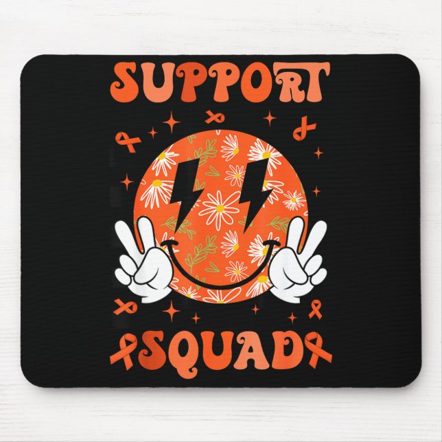 Retro Groovy Support Squad Multiple Sclerosis Oran Mouse Pad (Front)