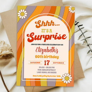 Retro Groovy Surprise Birthday Invitation