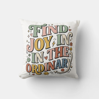 Retro Groovy SVG "Find Joy In The Ordinary" | Wavy Cushion