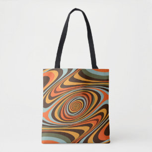 Retro Groovy Swirl Pattern 70s Psychedelic Vortex Tote Bag
