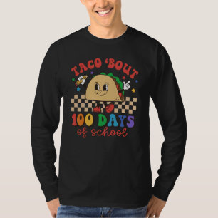 Retro Groovy Taco Bout 100 days of school Teacher  T-Shirt