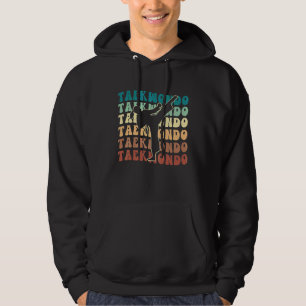 Retro Groovy Taekwondo Girl Kicking Marti Women Ma Hoodie